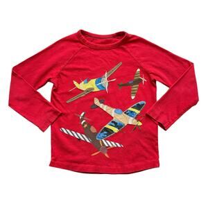 Mini Boden Appliqué Airplanes Long Sleeve Tee Size 5-6y